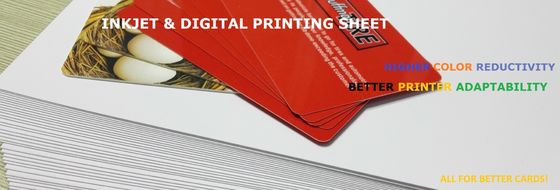 Superieure verouderingsvermogen Afdrukbare PVC-platen Digitale inktcoating aan de ene kant en laminatielijmcoating aan de andere kant
